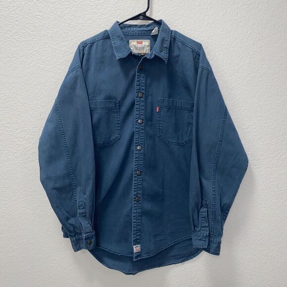 Vintage Levi’s Dyed Blue Denim Red Tab Long Sleeve Button Down Shirt Men’s XL - Picture 1 of 5